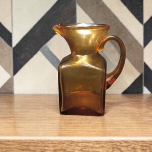 Pilgrim‎ Glass Handblown Amber Pitcher, Vintage Glassware, Replacement Tableware